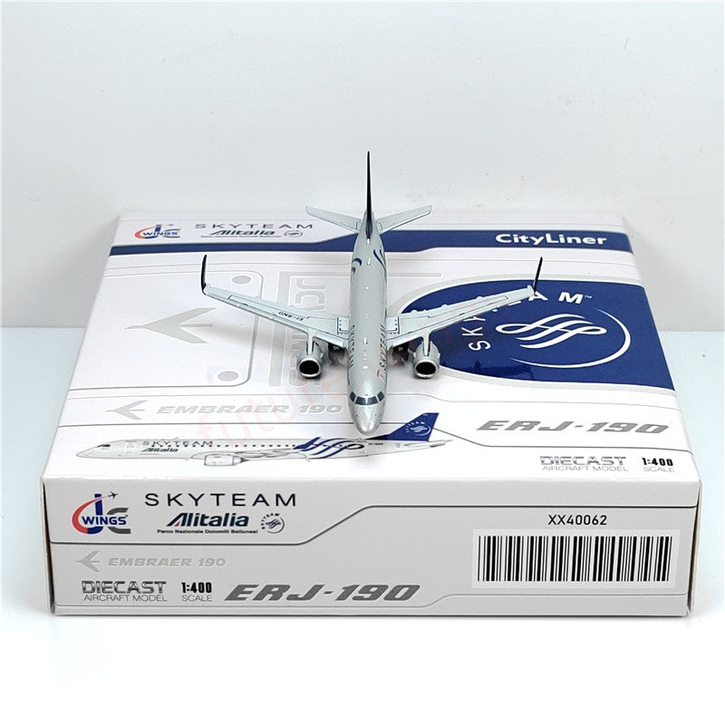 1:400 JC Wings XX40062 Alitalia ERJ-190STD EI-RND "SKYTEAM"Aircraft Model+Free Tractor