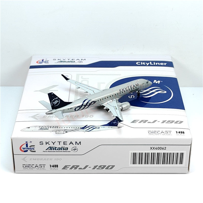 1:400 JC Wings XX40062 Alitalia ERJ-190STD EI-RND "SKYTEAM"Aircraft Model+Free Tractor
