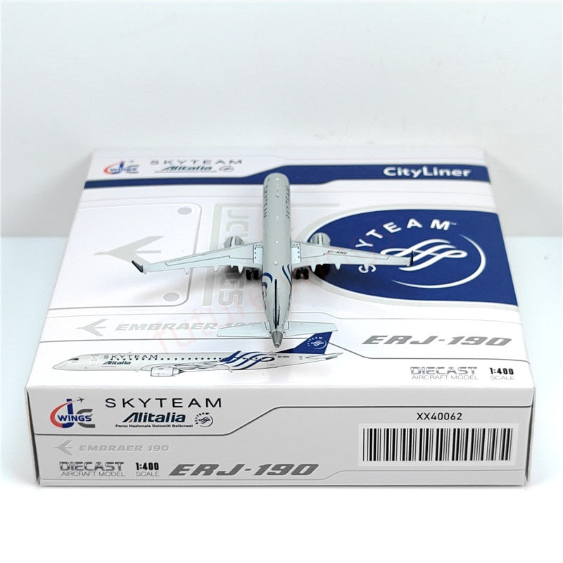1:400 JC Wings XX40062 Alitalia ERJ-190STD EI-RND "SKYTEAM"Aircraft Model+Free Tractor