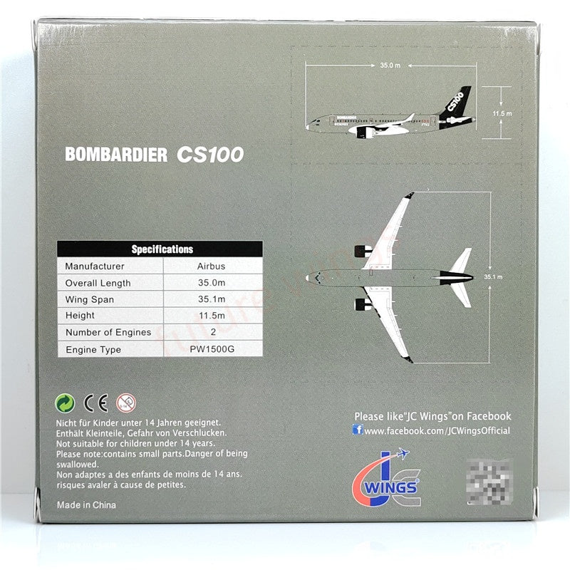 1:400 JC Wings LH4082 Bombardier CS100 C-GWYD Aircraft Model+Free Tractor