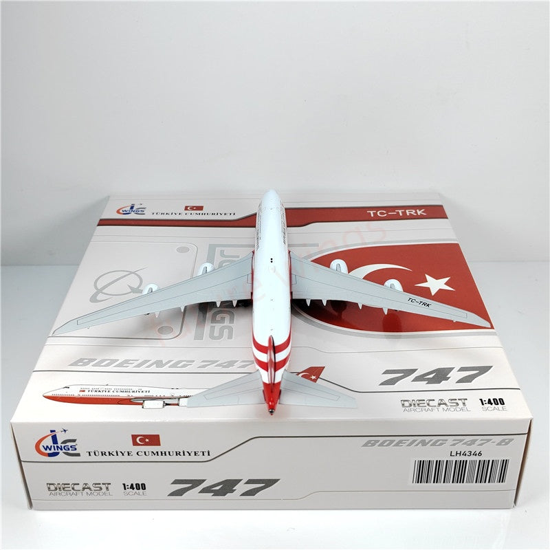 1:400 JC Wings LH4346 Turkey Gov B747-8 TC-TRK Aircraft Model+Free Tractor