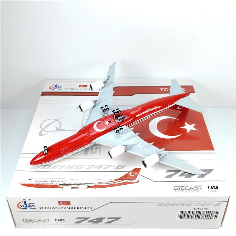 1:400 JC Wings LH4346 Turkey Gov B747-8 TC-TRK Aircraft Model+Free Tractor