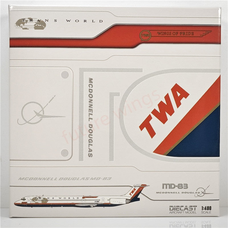 1:400 JC Wings XX40187 TWA MD-83 EI-BWD Aircraft Model+Free Tractor