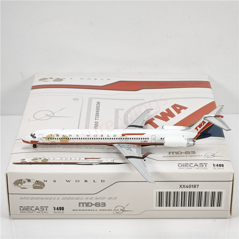 1:400 JC Wings XX40187 TWA MD-83 EI-BWD Aircraft Model+Free Tractor