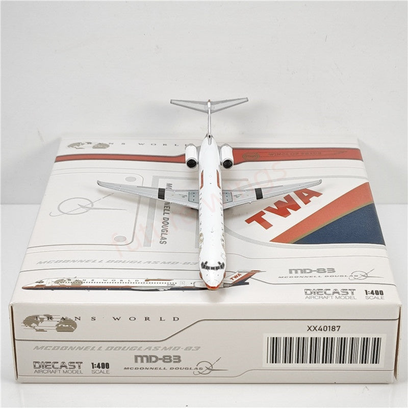 1:400 JC Wings XX40187 TWA MD-83 EI-BWD Aircraft Model+Free Tractor
