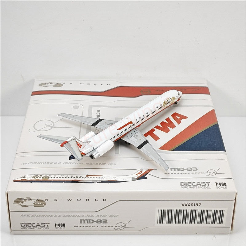 1:400 JC Wings XX40187 TWA MD-83 EI-BWD Aircraft Model+Free Tractor