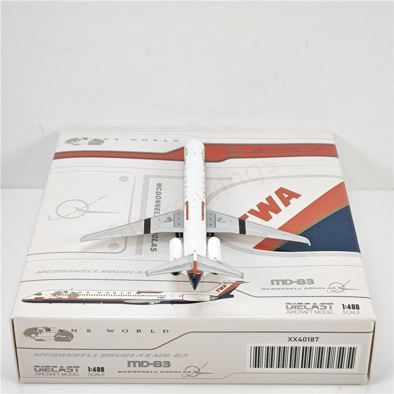 1:400 JC Wings XX40187 TWA MD-83 EI-BWD Aircraft Model+Free Tractor