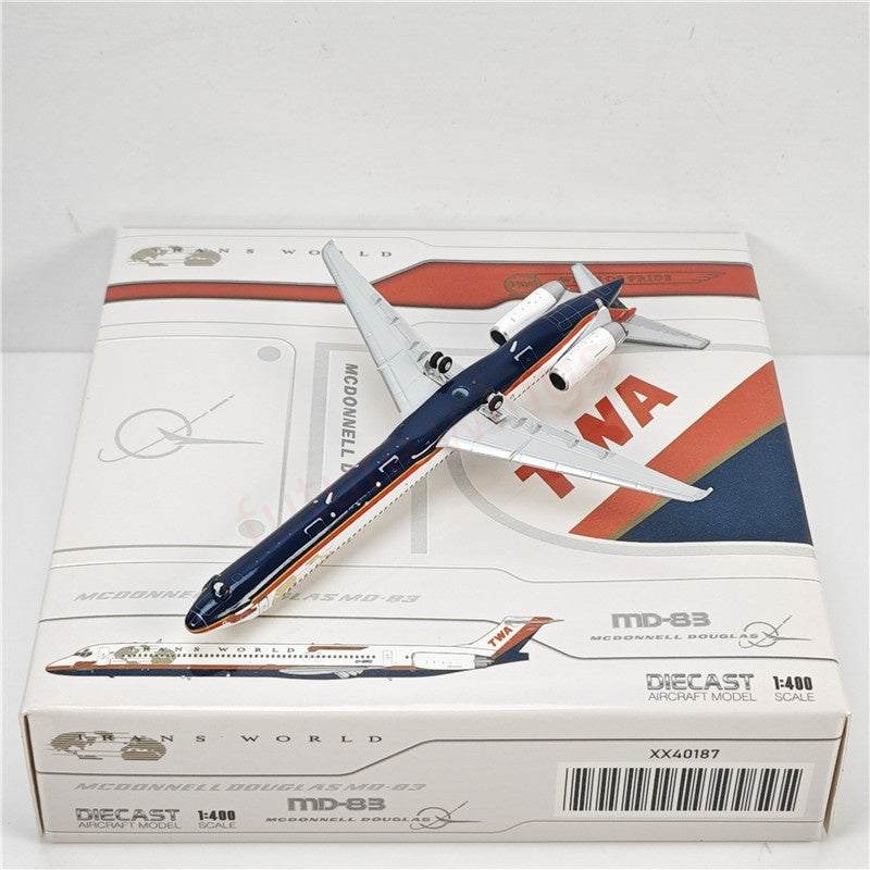 1:400 JC Wings XX40187 TWA MD-83 EI-BWD Aircraft Model+Free Tractor