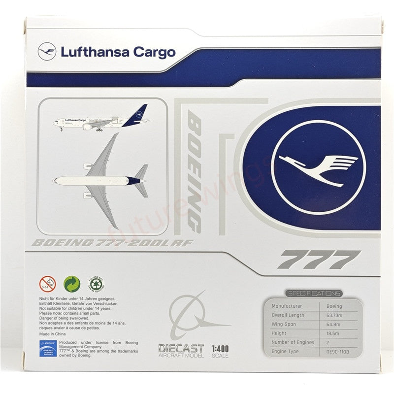 1:400 JC Wings XX40226C Lufthansa Airlines B777-200F D-ALFG Aircraft Model+Free Tractor