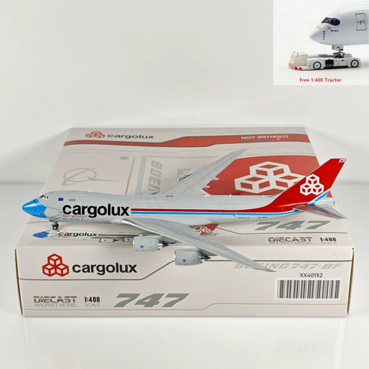 1:400 JC Wings XX40152 Cargolux B747-8F LX-VCF Aircraft Model+Free Tractor