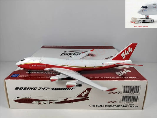 1:400 JC Wings XX4910 Global Super Tanker B747-400 N744ST Aircraft Model+Free Tractor