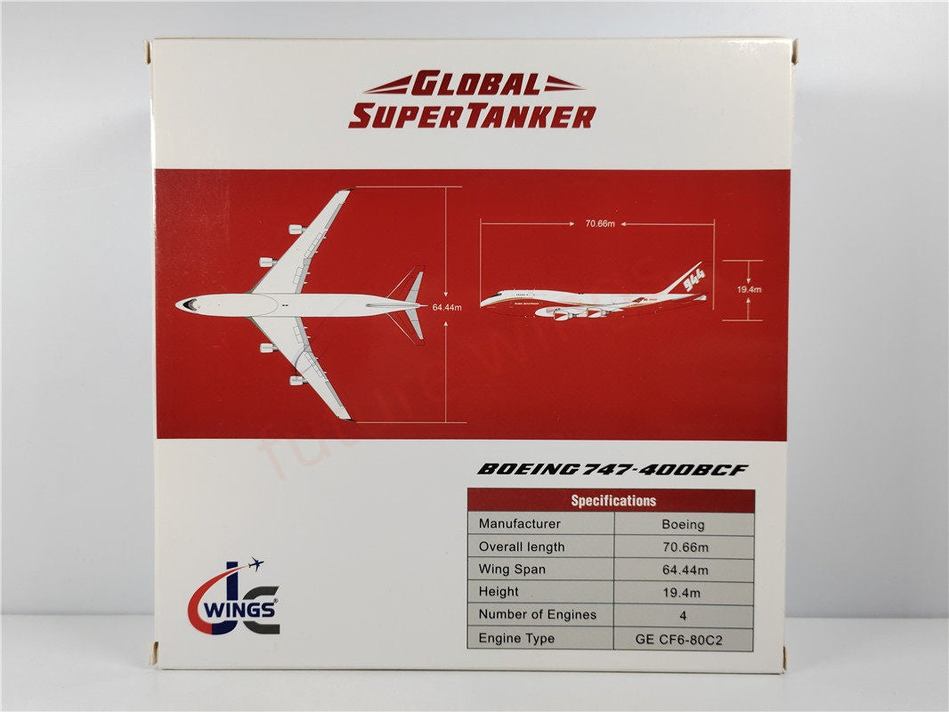 1:400 JC Wings XX4910 Global Super Tanker B747-400 N744ST Aircraft Model+Free Tractor