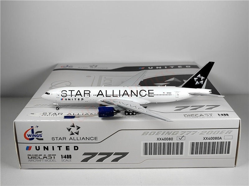 1:400 JC Wings XX40080 United Airlines B777-200 N218UA "STAR AIILIANCE" Aircraft Model+Free Tractor