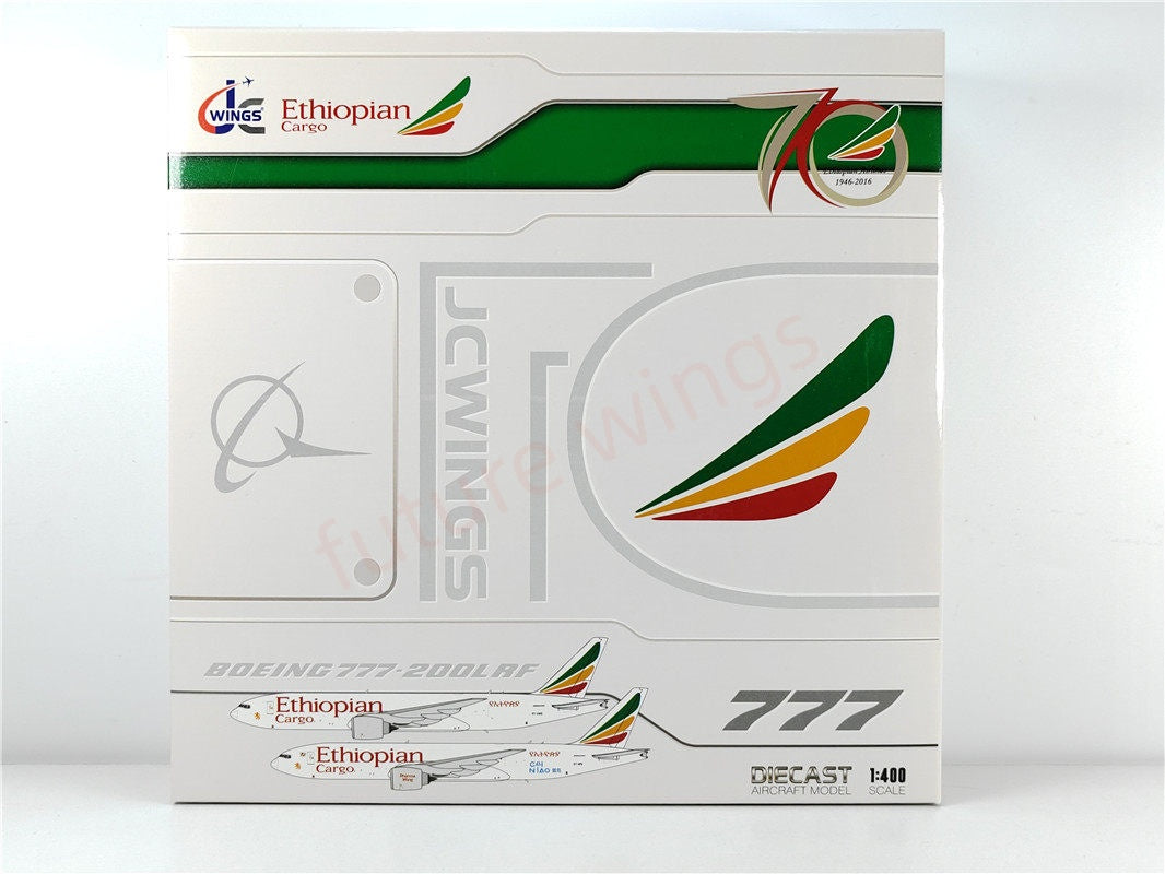 1:400 JC Wings XX40085C Ethiopian Cargo B777-200F ET-AWE Aircraft Model+Free Tractor