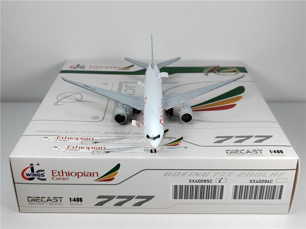 1:400 JC Wings XX40085C Ethiopian Cargo B777-200F ET-AWE Aircraft Model+Free Tractor