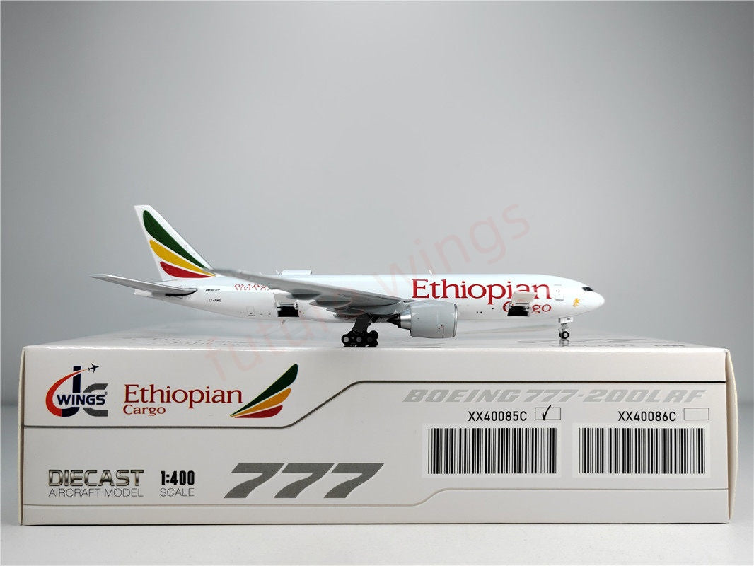 1:400 JC Wings XX40085C Ethiopian Cargo B777-200F ET-AWE Aircraft Model+Free Tractor
