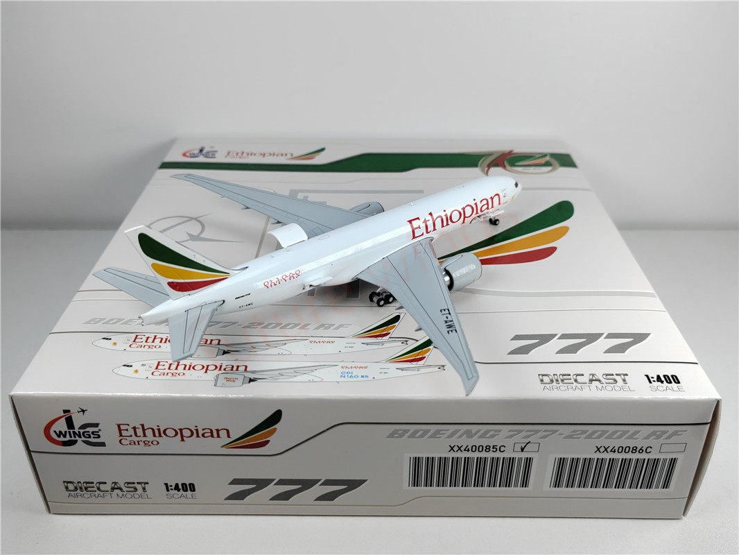 1:400 JC Wings XX40085C Ethiopian Cargo B777-200F ET-AWE Aircraft Model+Free Tractor