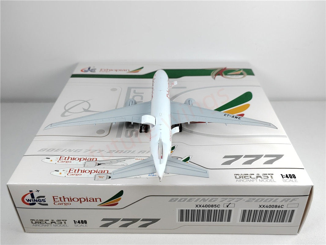 1:400 JC Wings XX40085C Ethiopian Cargo B777-200F ET-AWE Aircraft Model+Free Tractor