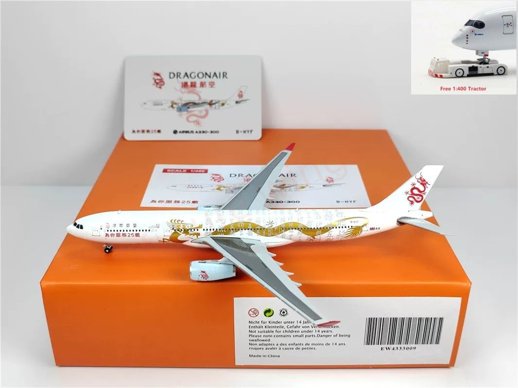 1:400 JC Wings EW4333009 Cathay Dragon A330-300 B-HYF Aircraft Model+Free Tractor