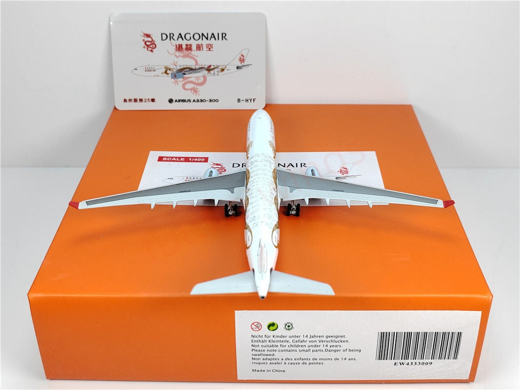 1:400 JC Wings EW4333009 Cathay Dragon A330-300 B-HYF Aircraft Model+Free Tractor