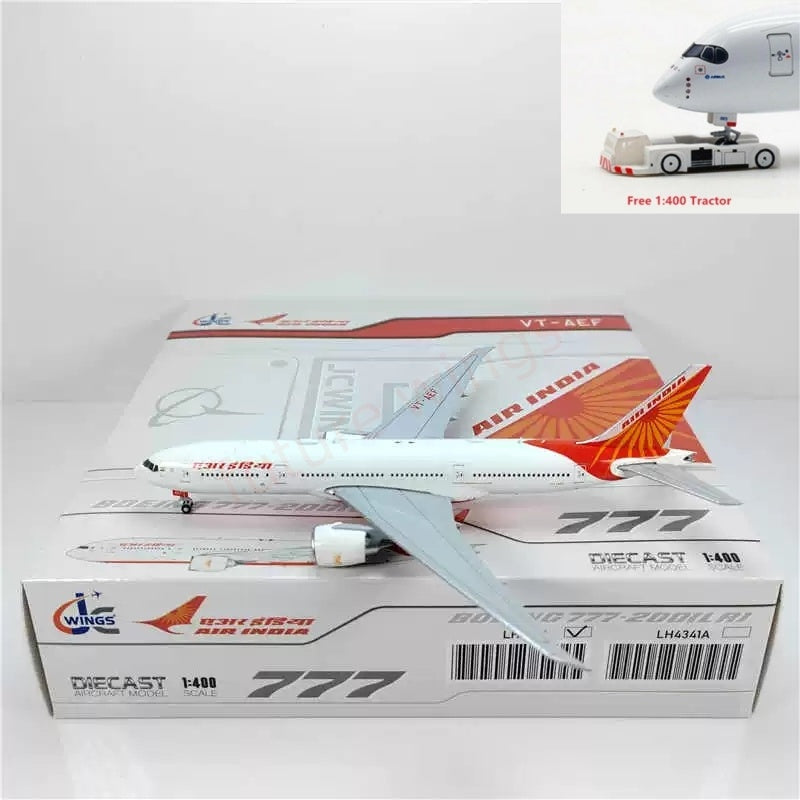 1:400 JC Wings LH4341 Air India B777-200LR VT-AEF Aircraft Model+Free Tractor