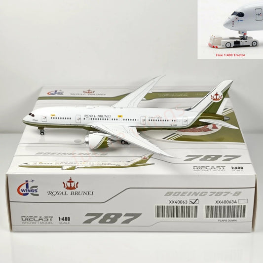 1:400 JC Wings XX40063 Royal Brunei B787-8 V8-OAS Airlines Aircraft Model+Free Tractor