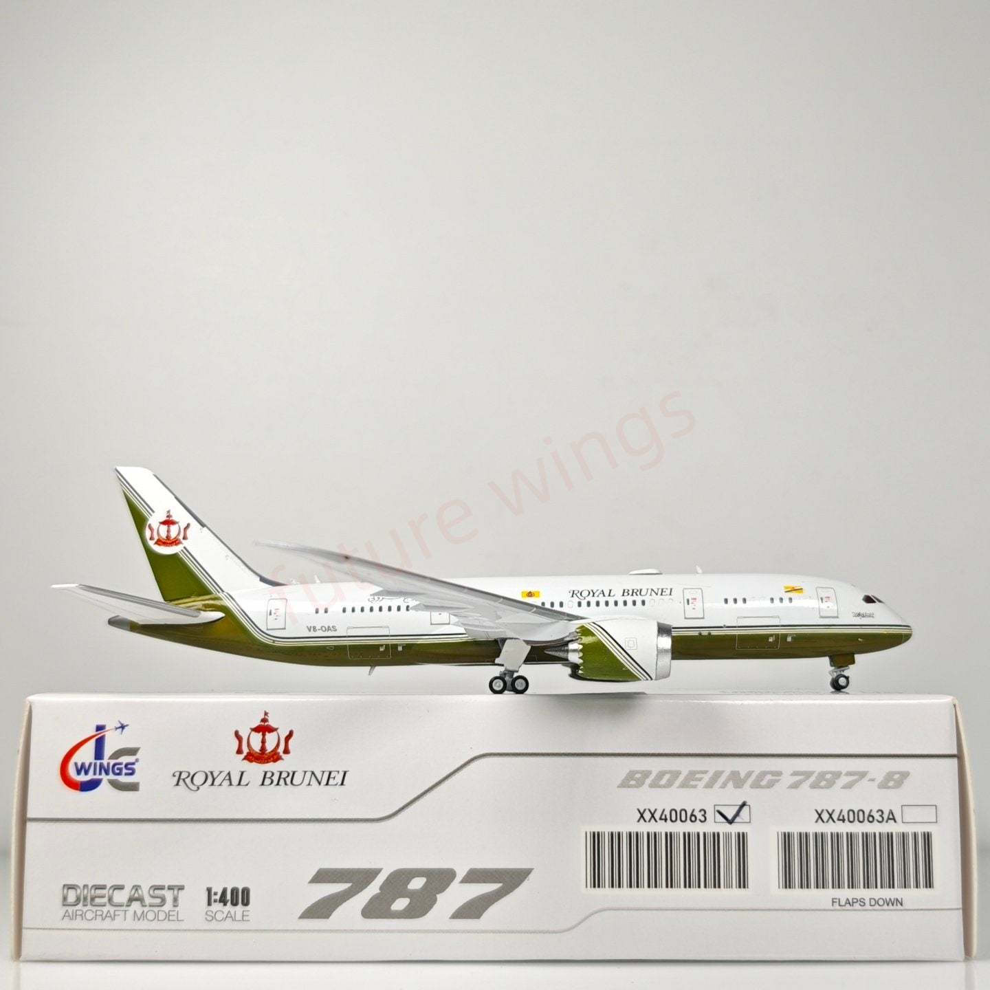 1:400 JC Wings XX40063 Royal Brunei B787-8 V8-OAS Airlines Aircraft Model+Free Tractor