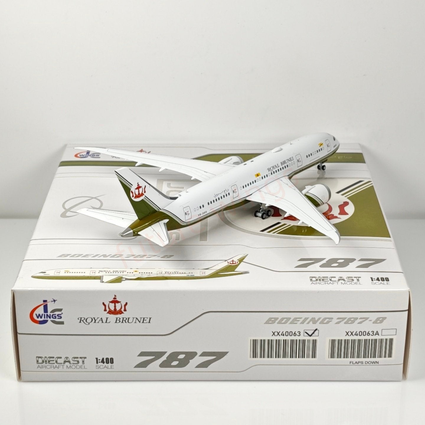 1:400 JC Wings XX40063 Royal Brunei B787-8 V8-OAS Airlines Aircraft Model+Free Tractor