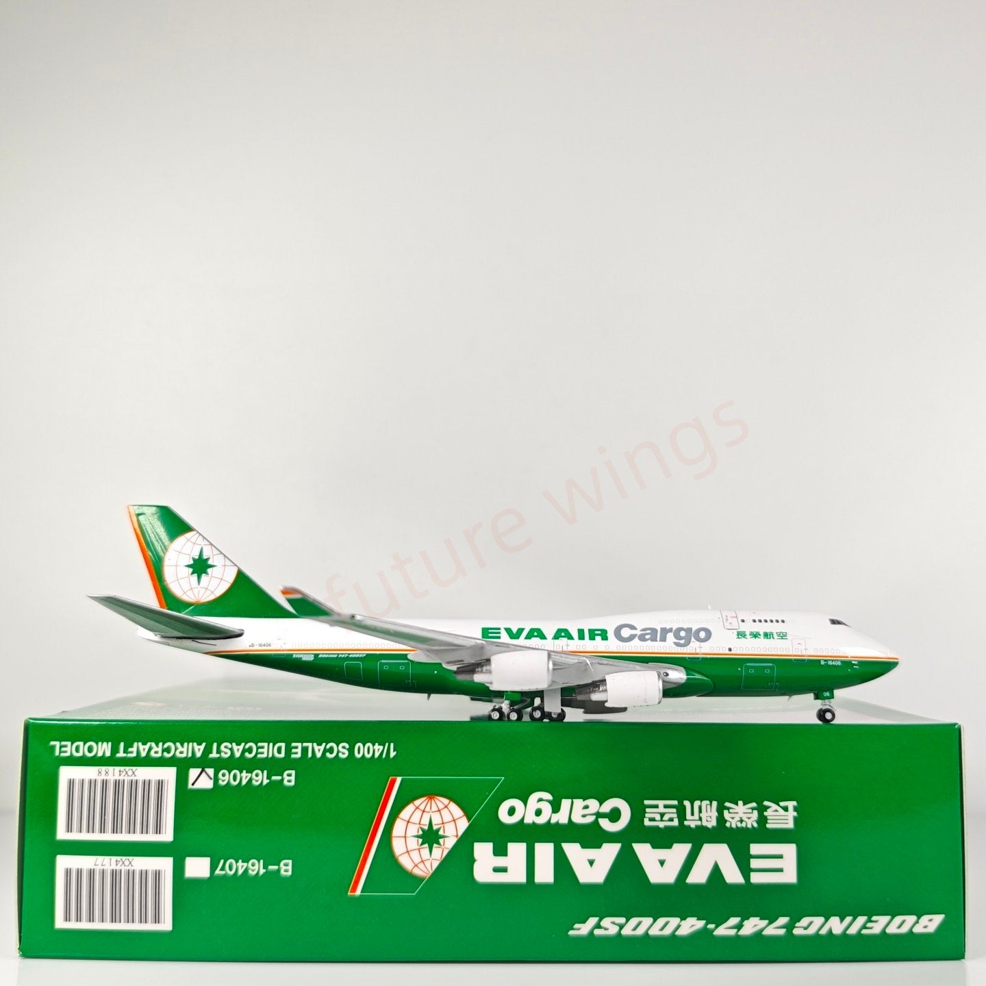 1:400 JC Wings XX4188 EVA Cargo B747-400 B-16406 Aircraft Model+Free Tractor