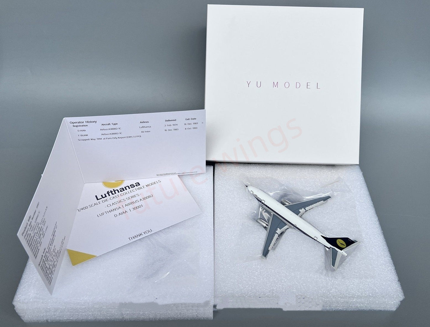 1:400 Yu Model YU30001 Lufthansa Airlines A300B2 D-AIAA Aircraft Model+Free Tractor