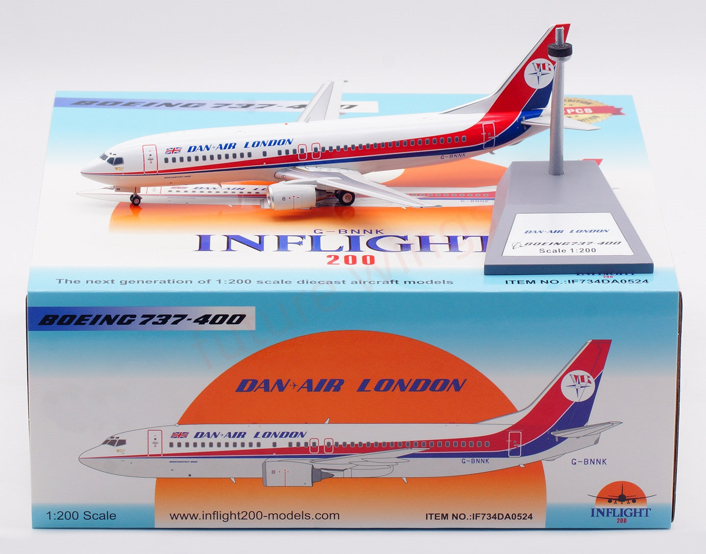 1:200 InFlight200 Dan Air London B737-400 G-BNNK Diecast Aircraft Model
