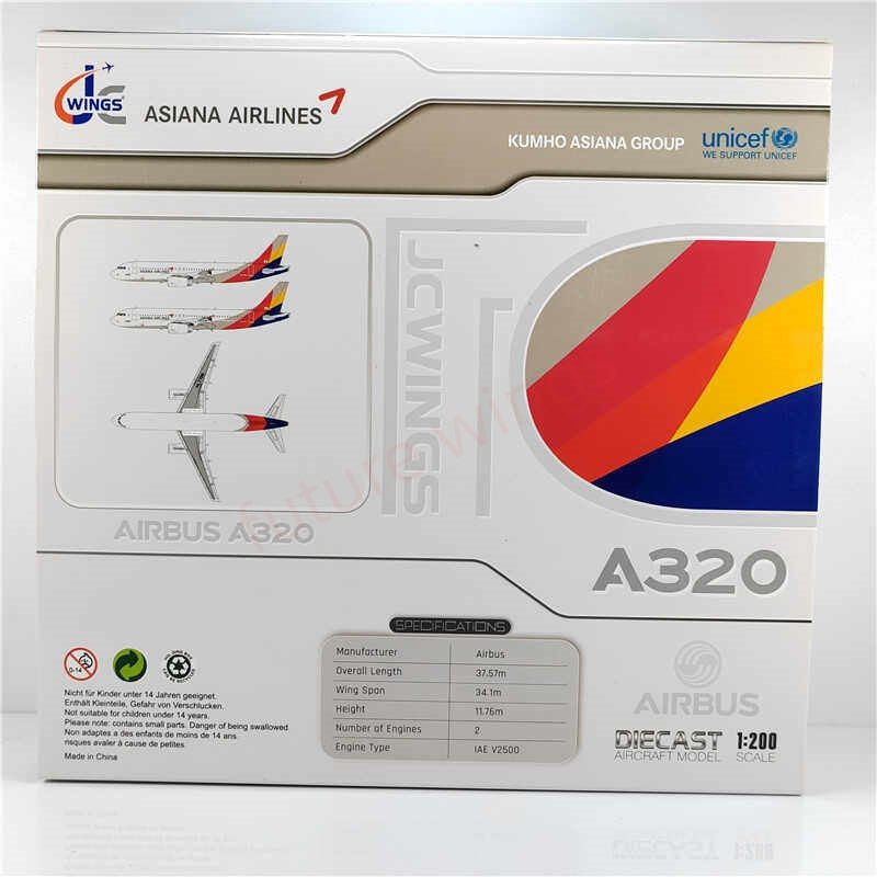 1:200 JC Wings LH2418 Asiana A320 HL7772 Diecast Aircraft Model