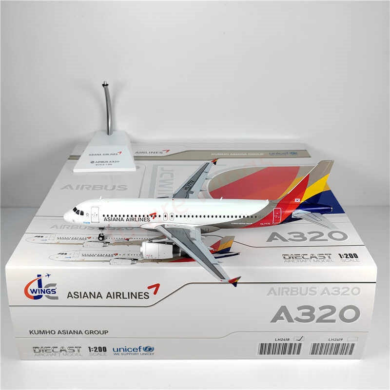 1:200 JC Wings LH2418 Asiana A320 HL7772 Diecast Aircraft Model