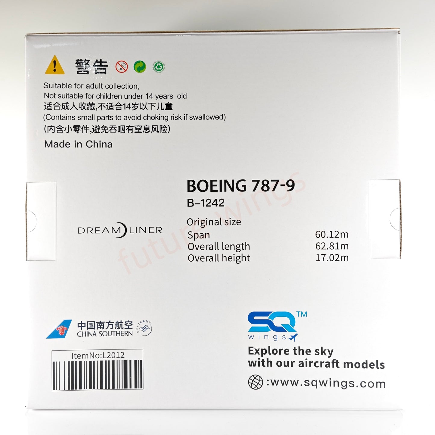 1:200 SQ Wings China Southern Airlines B787-9  B-1242 Diecast Aircraft Model