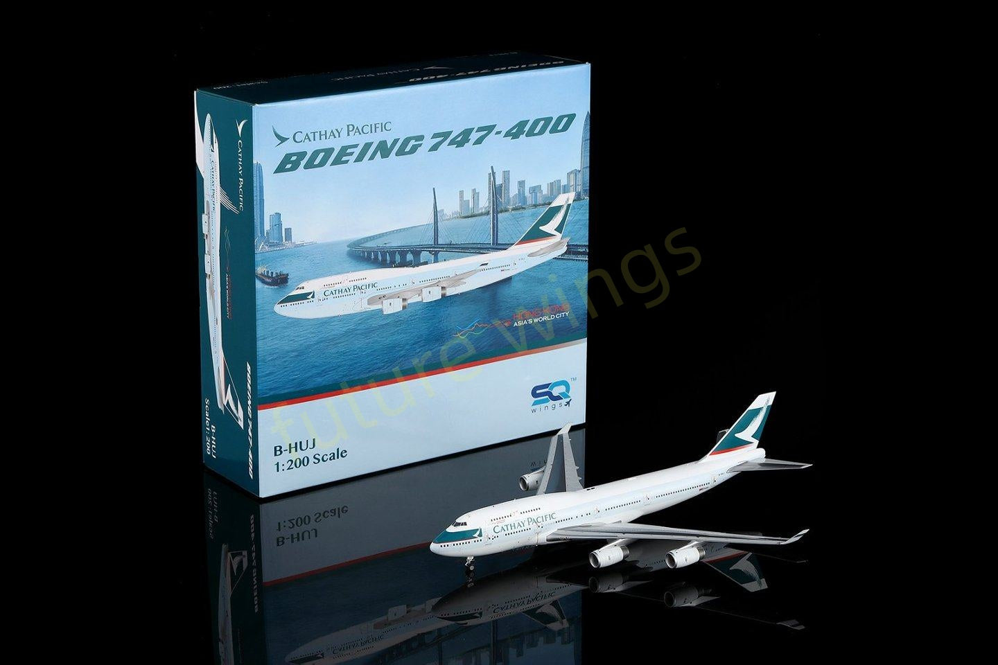 1:200 SQ Wings Cathay Pacific B747-400 B-HUJ Diecast Aircraft Model