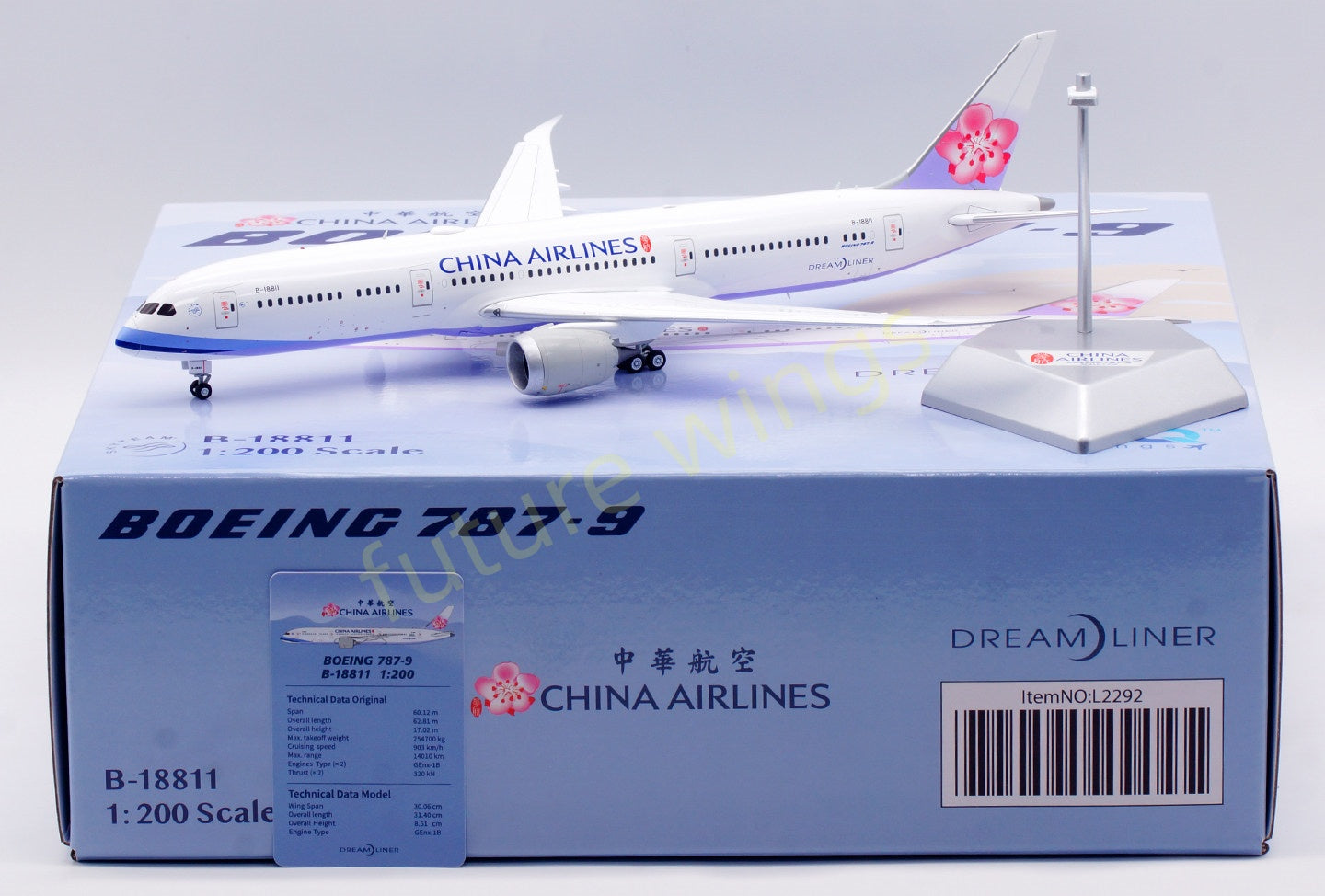 1:200 SQ Wings China Airlines B787-9 B-18811 Diecast Aircraft Model
