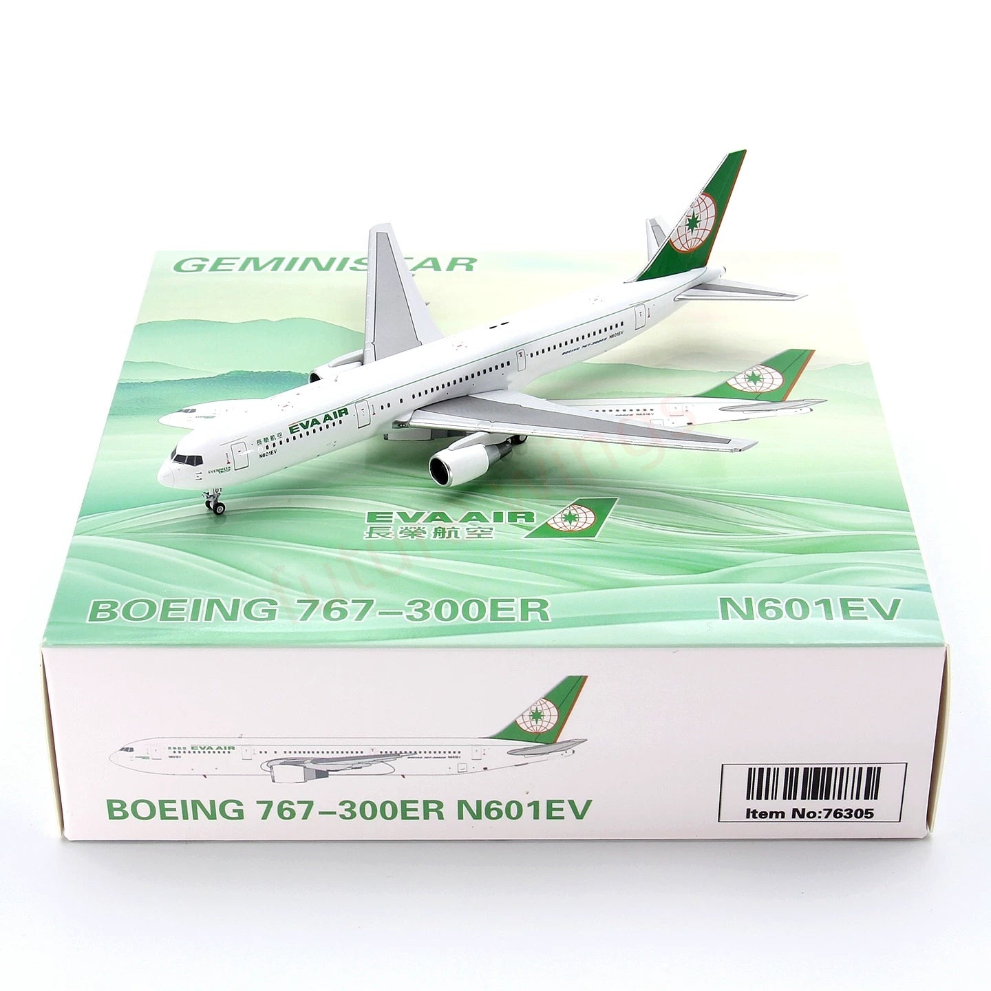 1:400 Geministar EVA Air B767-300ER N601EV Aircraft Model+Free Tractor