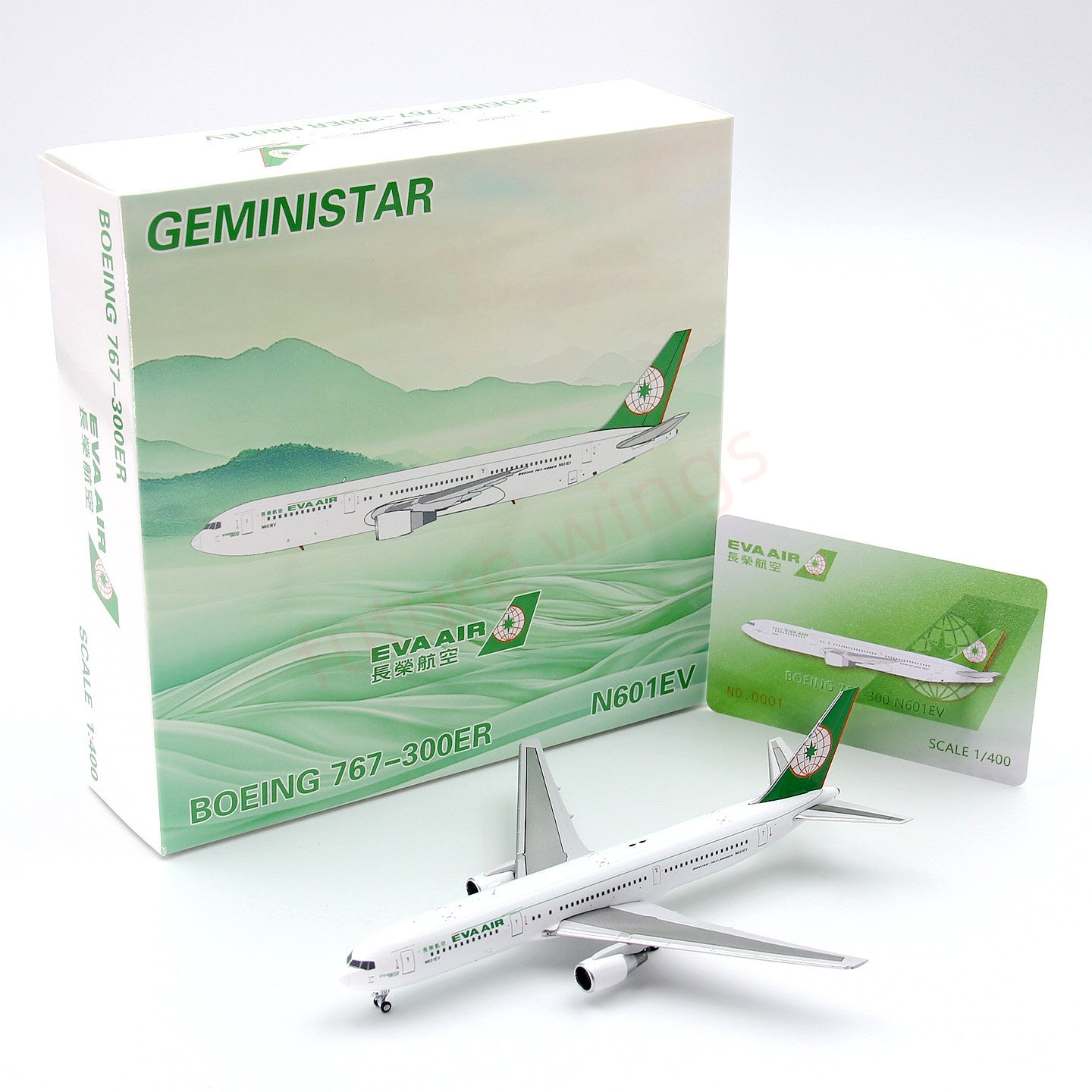 1:400 Geministar EVA Air B767-300ER N601EV Aircraft Model+Free Tractor