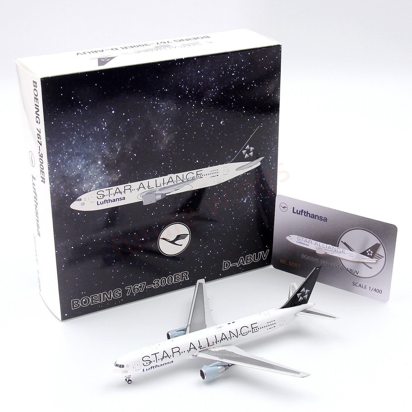 1:400 Geministar Lufthansa Airlines B767-300ER D-ABUV “STAR ALLIANCE”Aircraft Model+Free Tractor