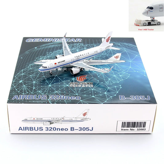 1:400 Geministar Air China A320neo B-305J (The 400th Aircraft in Airbus TianJing Factory) Aircraft Model+Free Tractor