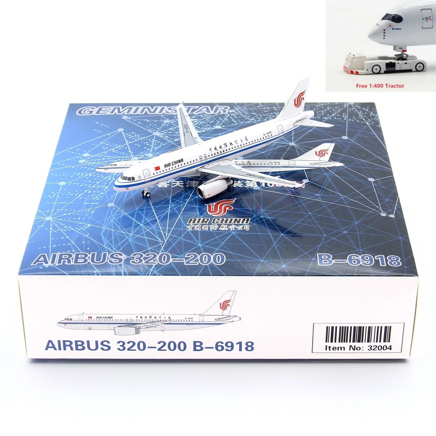 1:400 Geministar Air China A320 B-6918 (The 100th Aircraft in Airbus TianJing Factory) Aircraft Model+Free Tractor