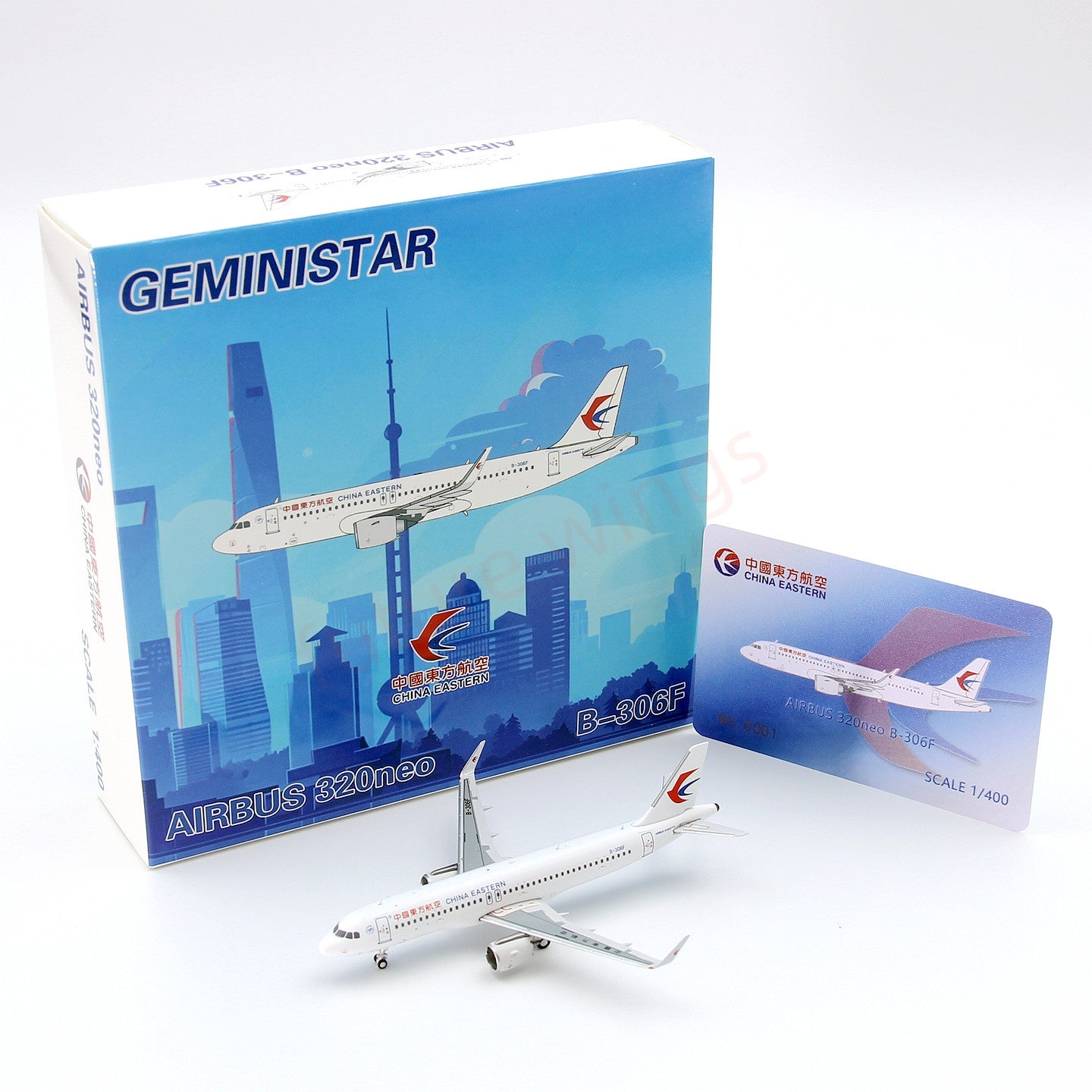 1:400 Geministar China Eastern Airlines A320neo B-306F Aircraft Model+Free Tractor