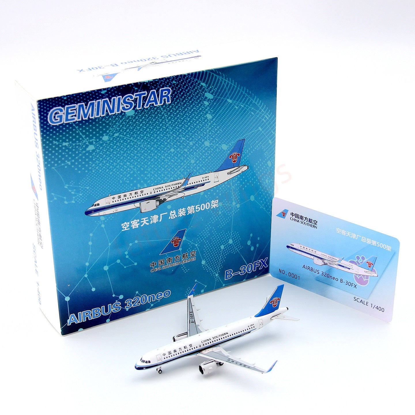 1:400 Geministar China Southern Airlines A320neo B-30FX Aircraft Model+Free Tractor
