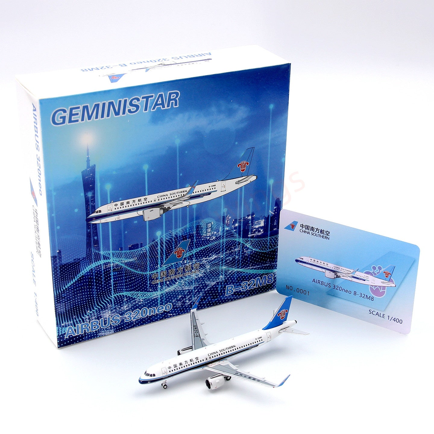 1:400 Geministar China Southern Airlines A320neo B-32M8 Aircraft Model+Free Tractor