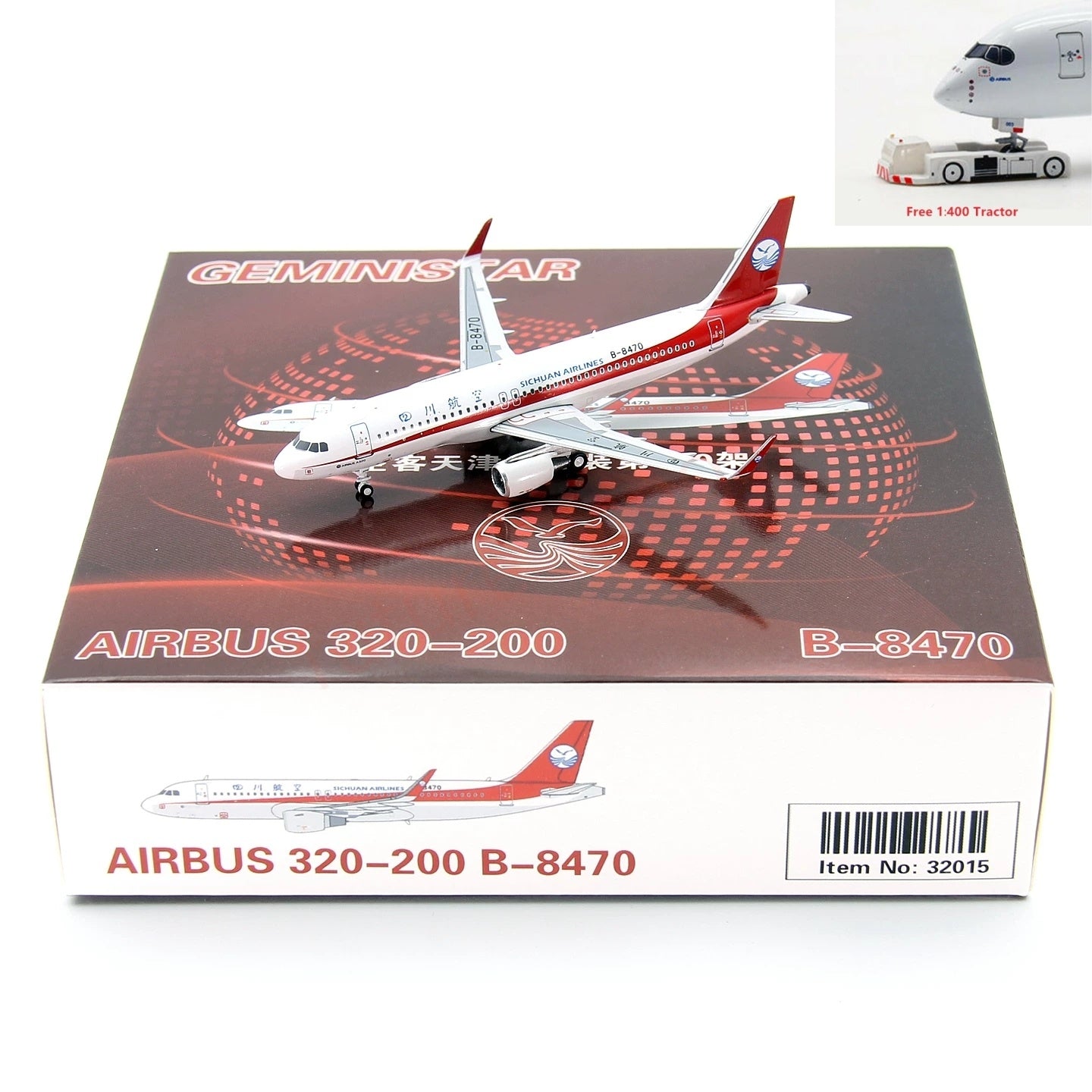 1:400 Geministar SiChuan Airlines A320 B-8470 Aircraft Model+Free Tractor
