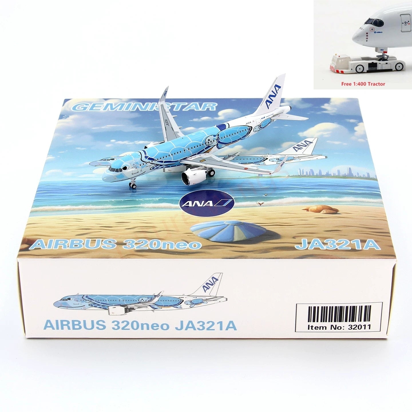 1:400 Geministar ANA A320neo JA321A “Blue Turtle” Aircraft Model+Free Tractor