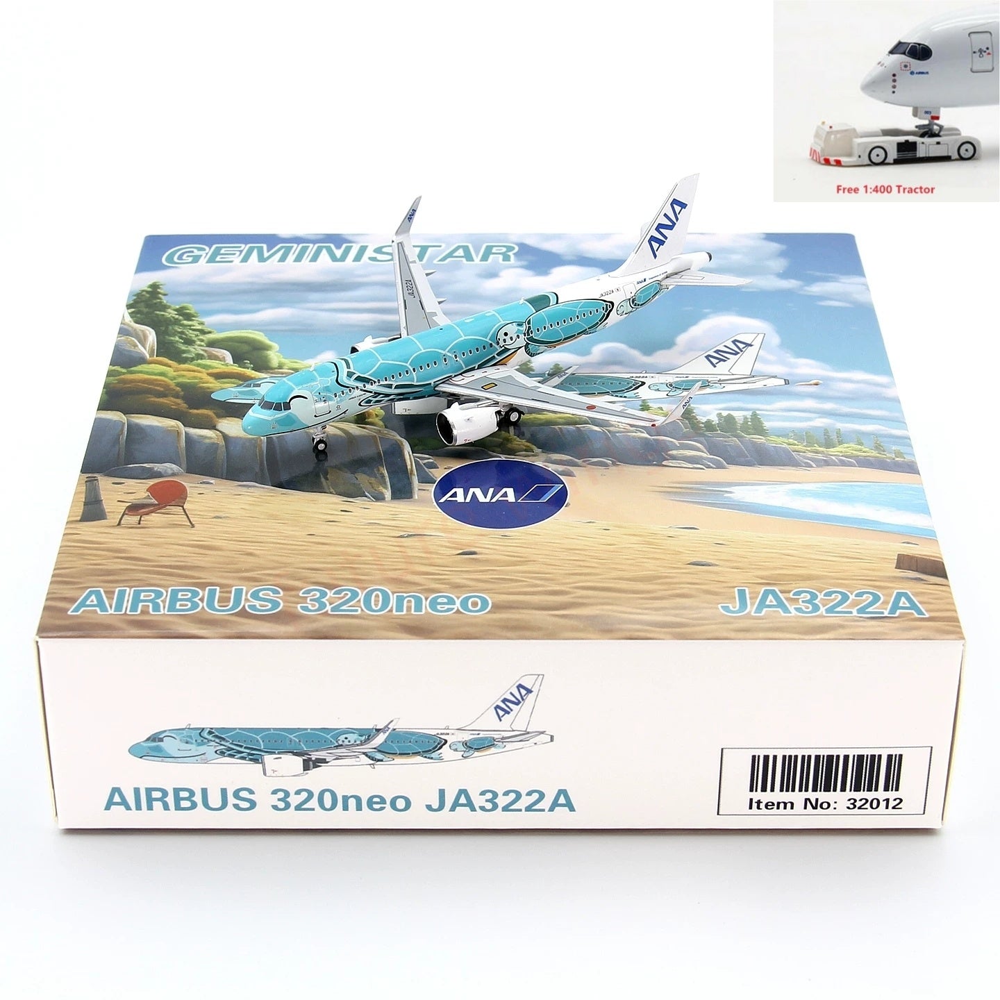 1:400 Geministar ANA A320neo JA322A “Green Turtle” Aircraft Model+Free Tractor