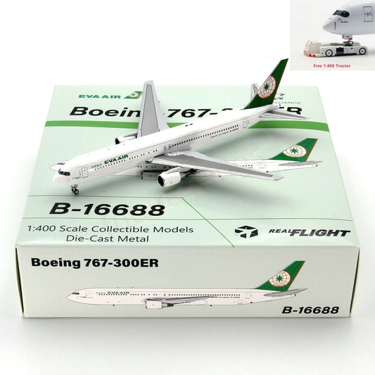 1:400 RealFlight EVA Air B767-300ER B-16688 Aircraft Model+Free Tractor