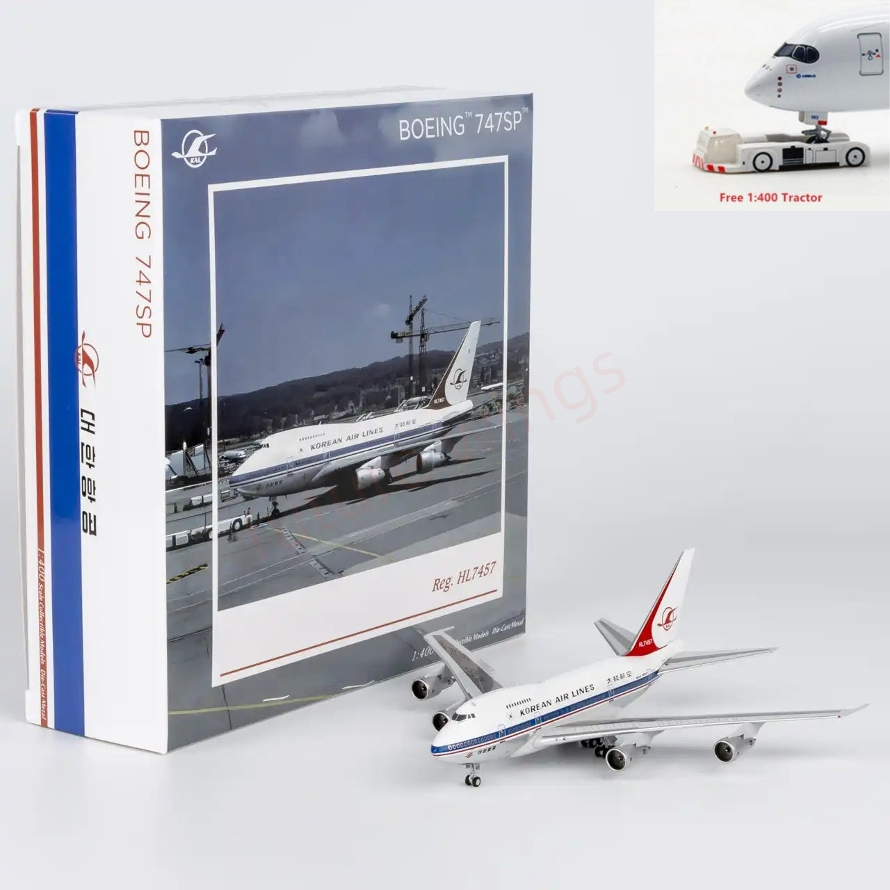 1:400 NG Models NG07044 Korean Airlines B747SP HL7457 Aircraft Model+Free Tractor