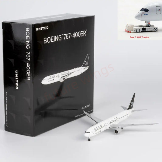 1:400 NG Models NG18002 United Airlines B767-400ER N76055 Aircraft Model+Free Tractor